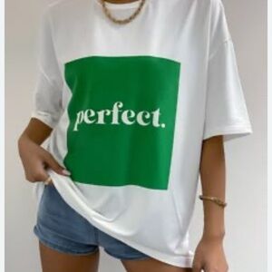 TEX Stylish White and Green Graphic Tee